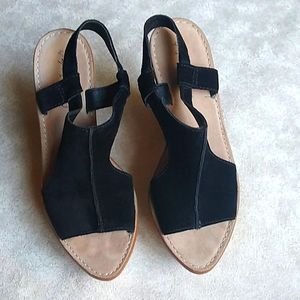 Elizabeth and James Harp Cork Wedge Heels Size 8